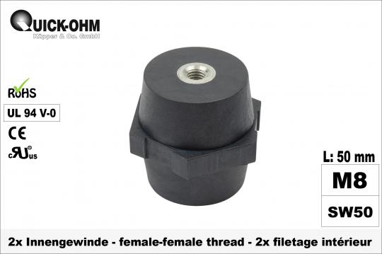 Busbar-insulator-UL94-V0-female-female-length50mm