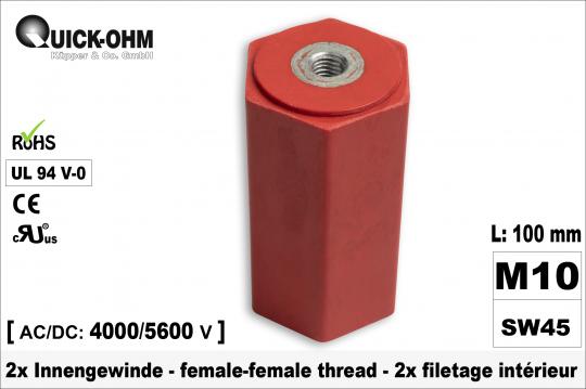 Busbar-insulator-Full hexagon-female-female-length100mm