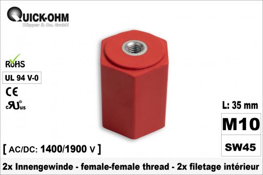 Busbar-insulator-Full hexagon-female-female-length35mm