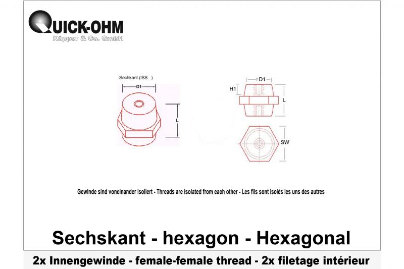 Hexagonal Partiel-2xFiletage intérieur-L20mm