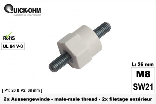 Partial hexagon-male-male-length26mm