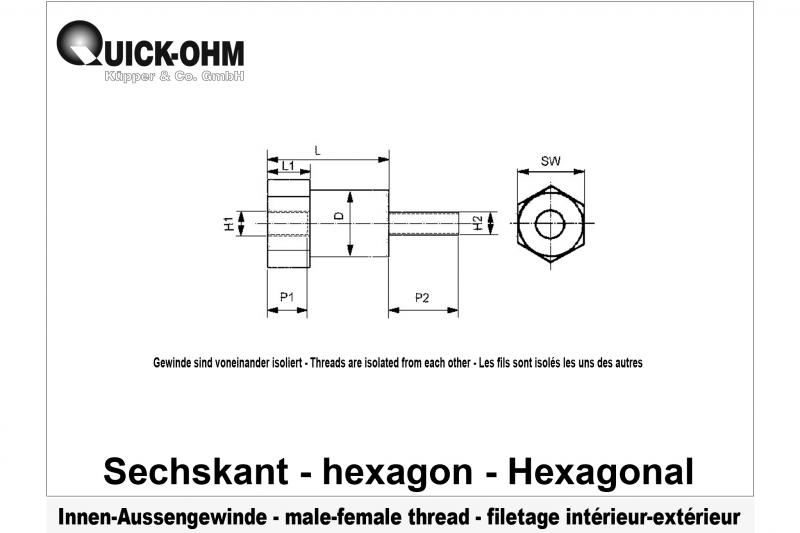 Hexagonal-Filetage-intérieur-extérieur-L26mm-P8-20